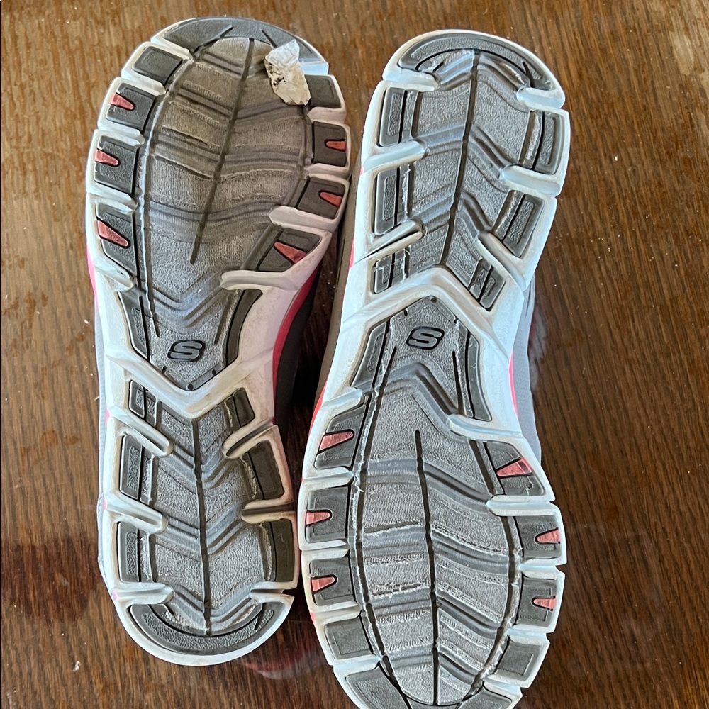 Skechers Women's Sporty Gray and Coral Sneakers - Picture 2 of 5